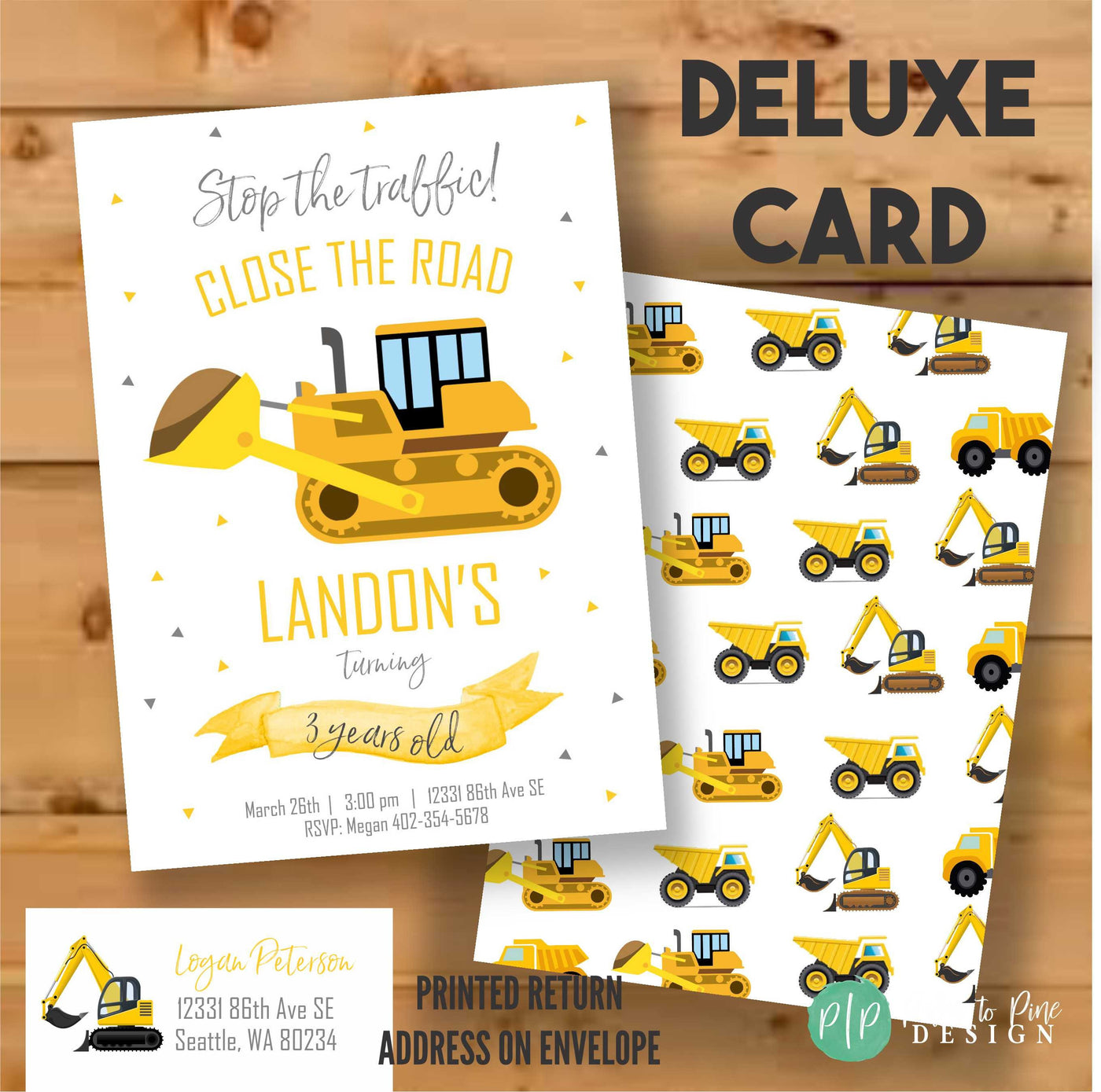 Construction Birthday Invite, Construction Birthday Invitation, Construction Invite, Bulldozer, Construction Party, Boys Birthday Invite 2nd