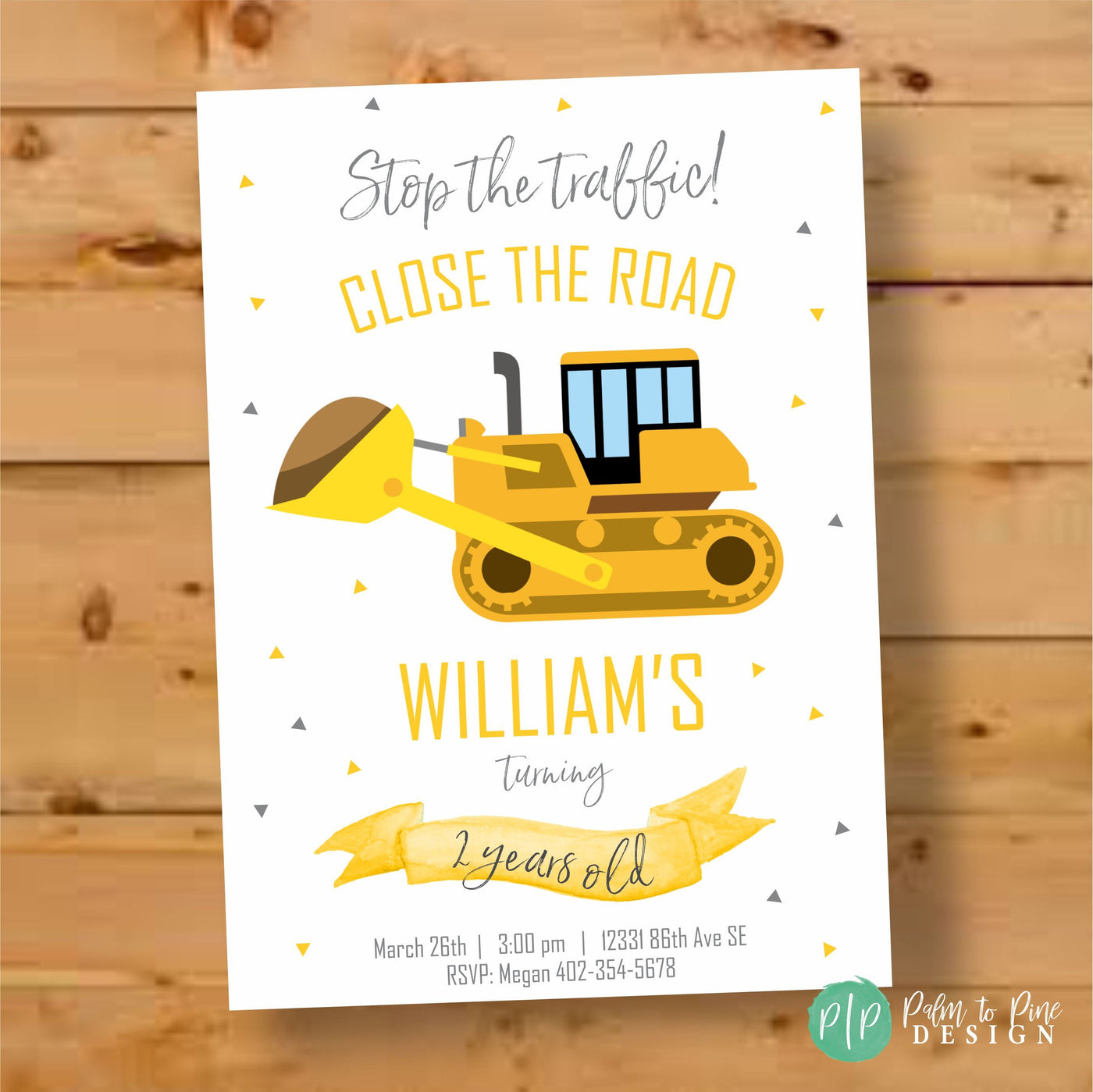 Construction Birthday Invite, Construction Birthday Invitation, Construction Invite, Bulldozer, Construction Party, Boys Birthday Invite 2nd