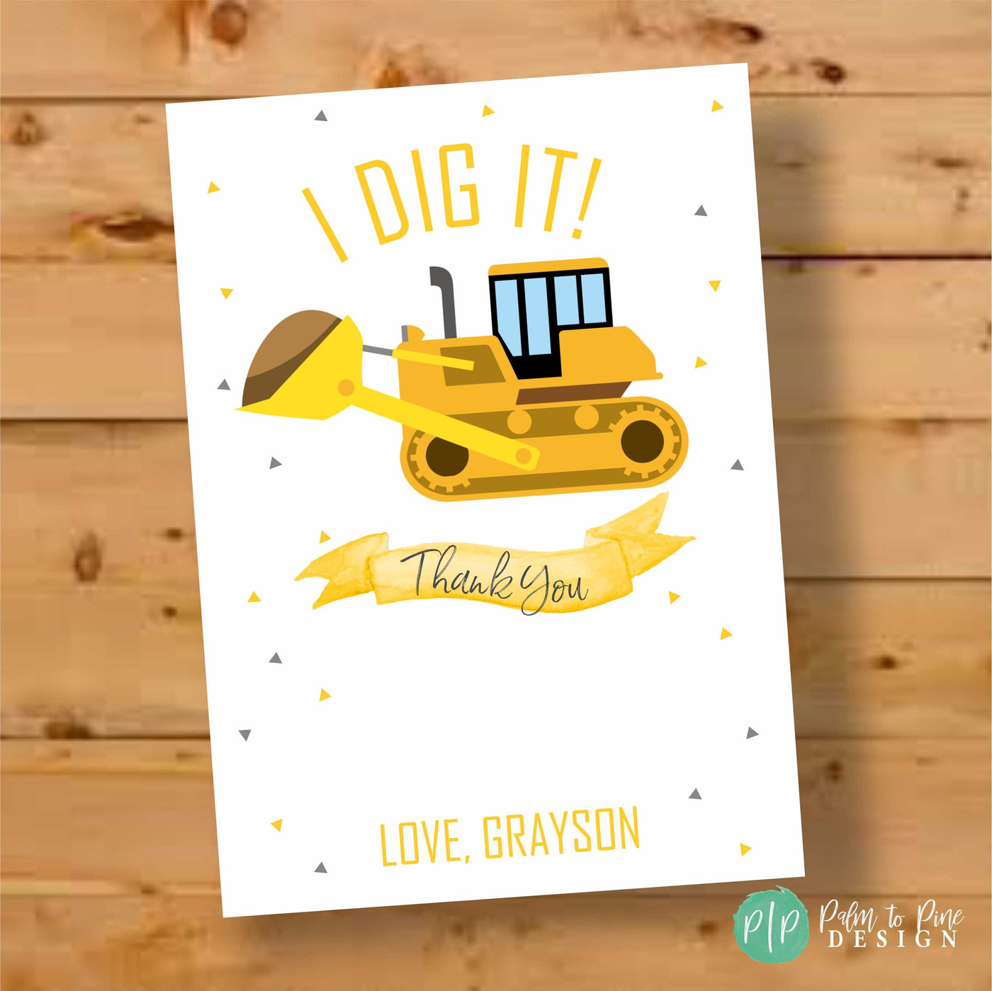 Construction Thank You Card, Construction Birthday Thank You, Construction Birthday Party, Excavator Thank You,  Construction Thank You Card