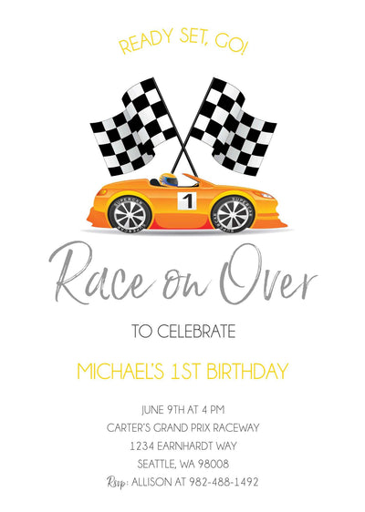 Race Car Invitation, Race Car Birthday, Car Birthday Party Invitation, Two Fast Birthday Invitations, Car invite, Boy Birthday Invite, 3rd