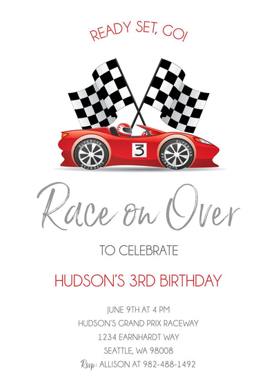 Race Car Invitation, Race Car Birthday, Car Birthday Party Invitation, Two Fast Birthday Invitations, Car invite, Boy Birthday Invite, 3rd