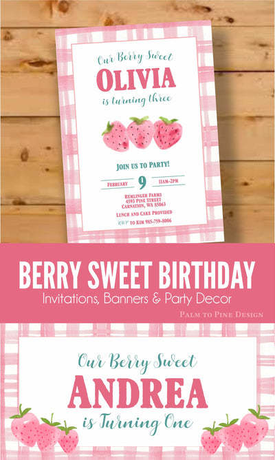 Strawberry Birthday Banner, berry first birthday Banner, strawberry Birthday Photo Backdrop, Strawberry Vinyl Banner, Berry First Birthday