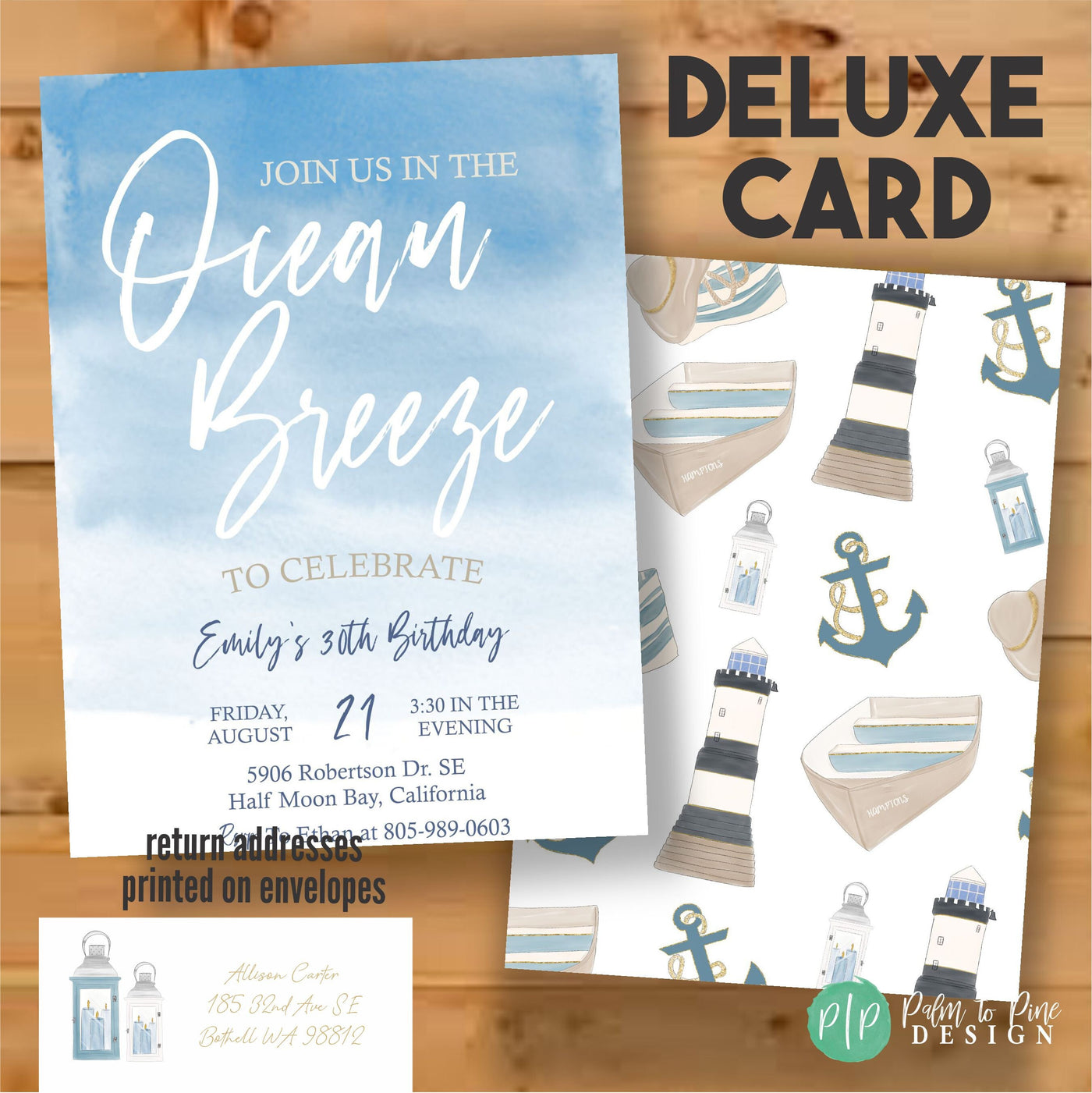 Beach birthday invitation, beach ocean invite, beach bridal shower invite, waves invite, coastal invitation, ocean invitation, watercolor