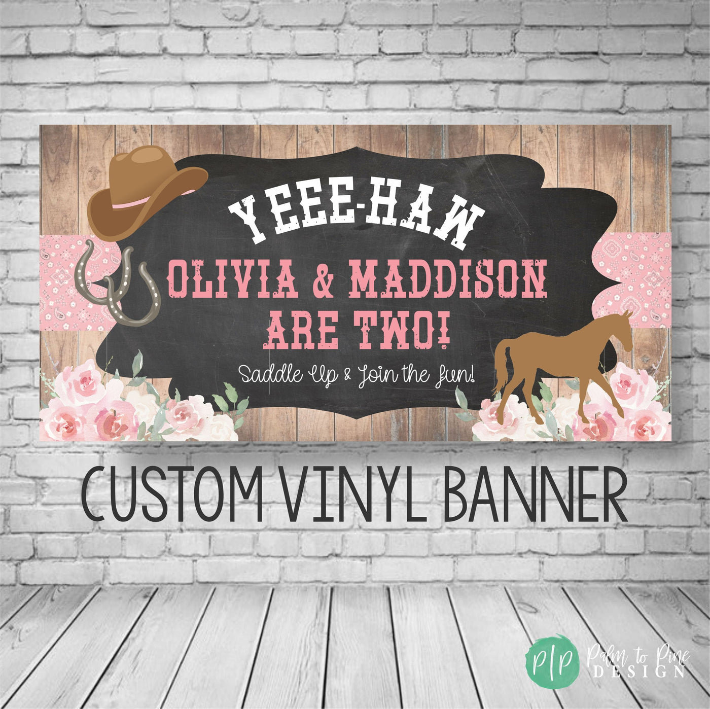 Cowgirl Birthday Banner, Horse Birthday Party, Pony Birthday Banner, horse birthday backdrop, cowgirl banner, horse party decoration, vinyl