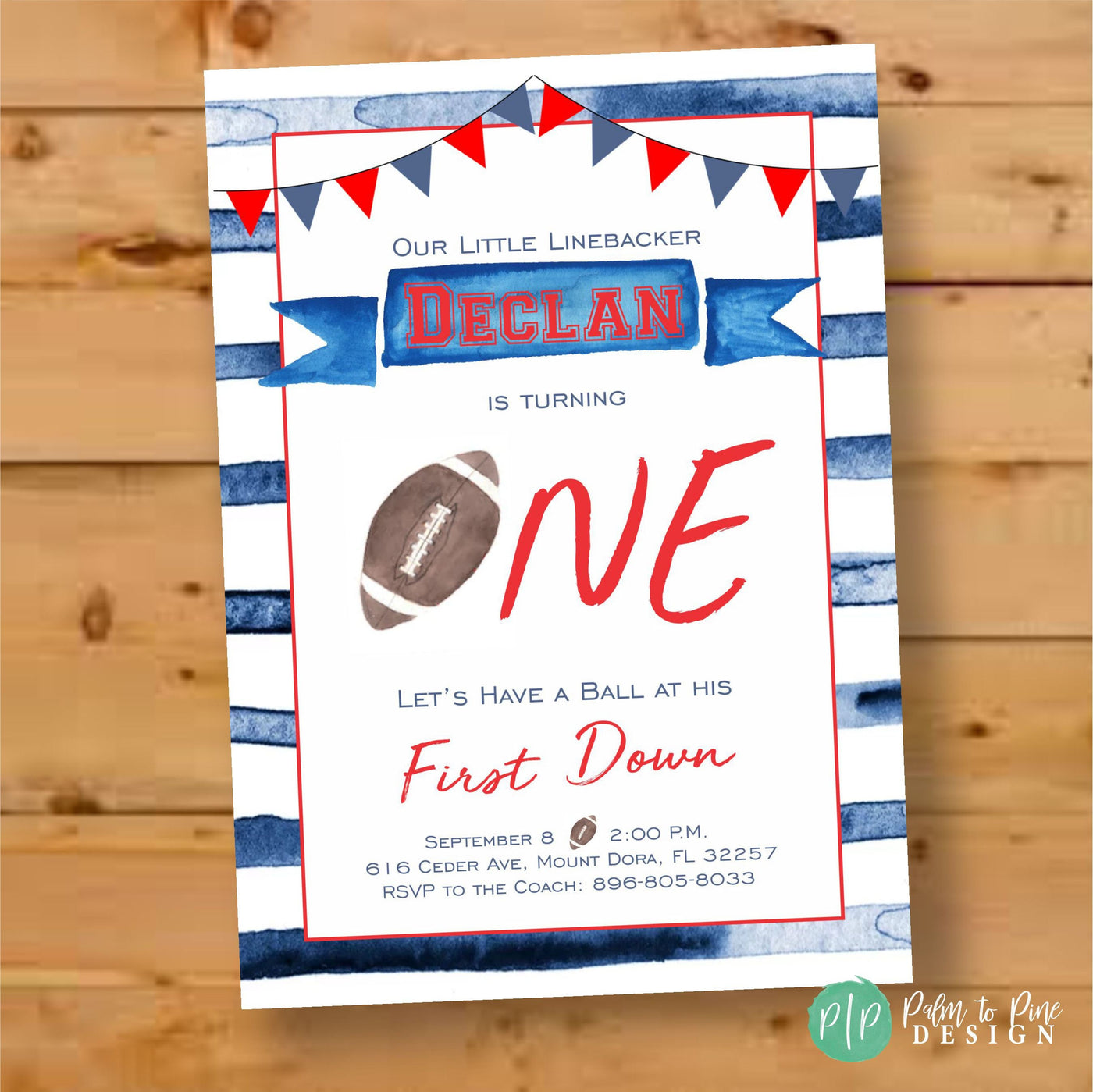 First Birthday Invitation, Football Invitation, Football Invite, Football Birthday Invite, Football 1st Birthday, Football First Birthday