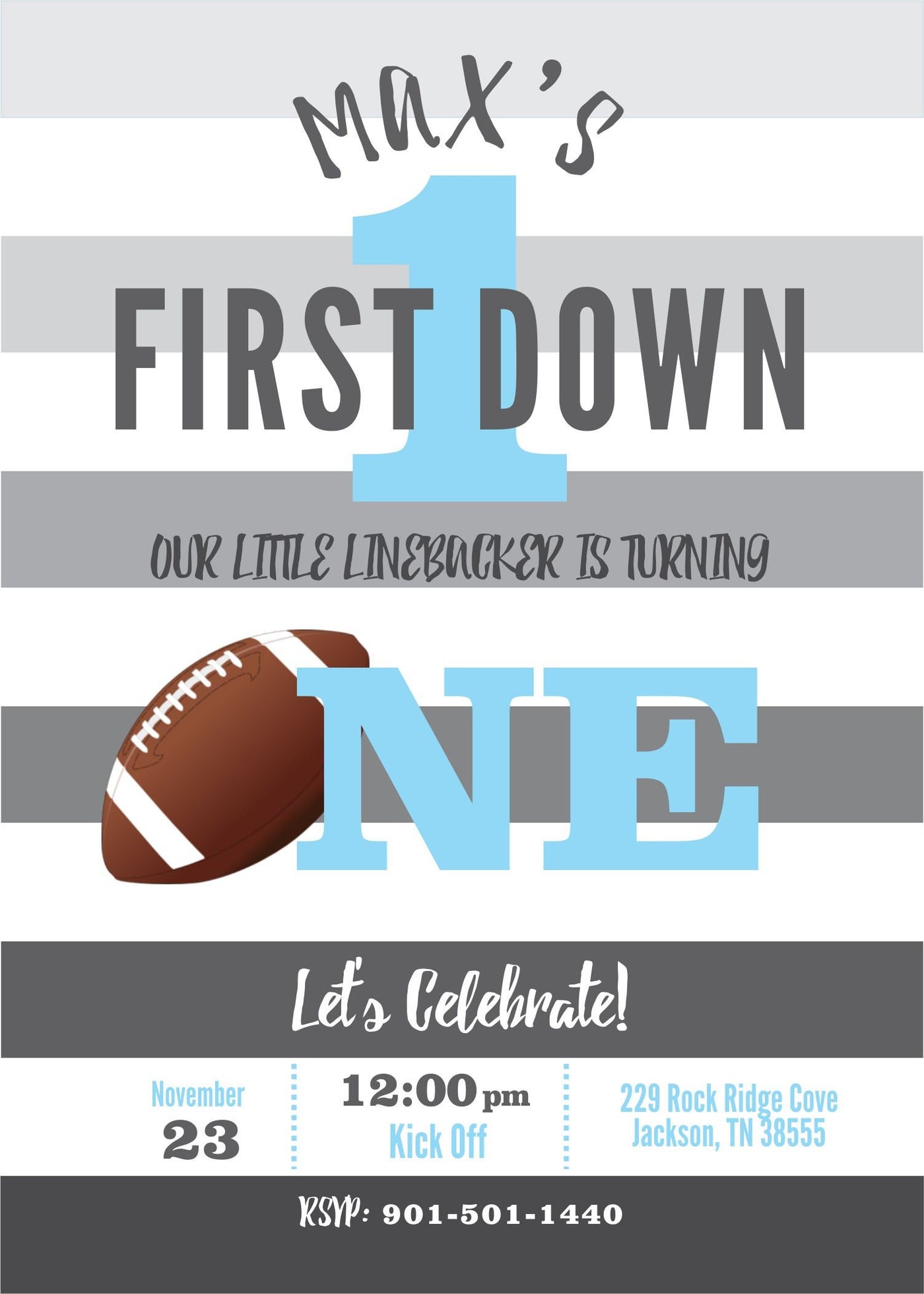 First Birthday Invitation, Football Invitation, Football Invite, Football Birthday Invite, Football 1st Birthday, Football First Birthday