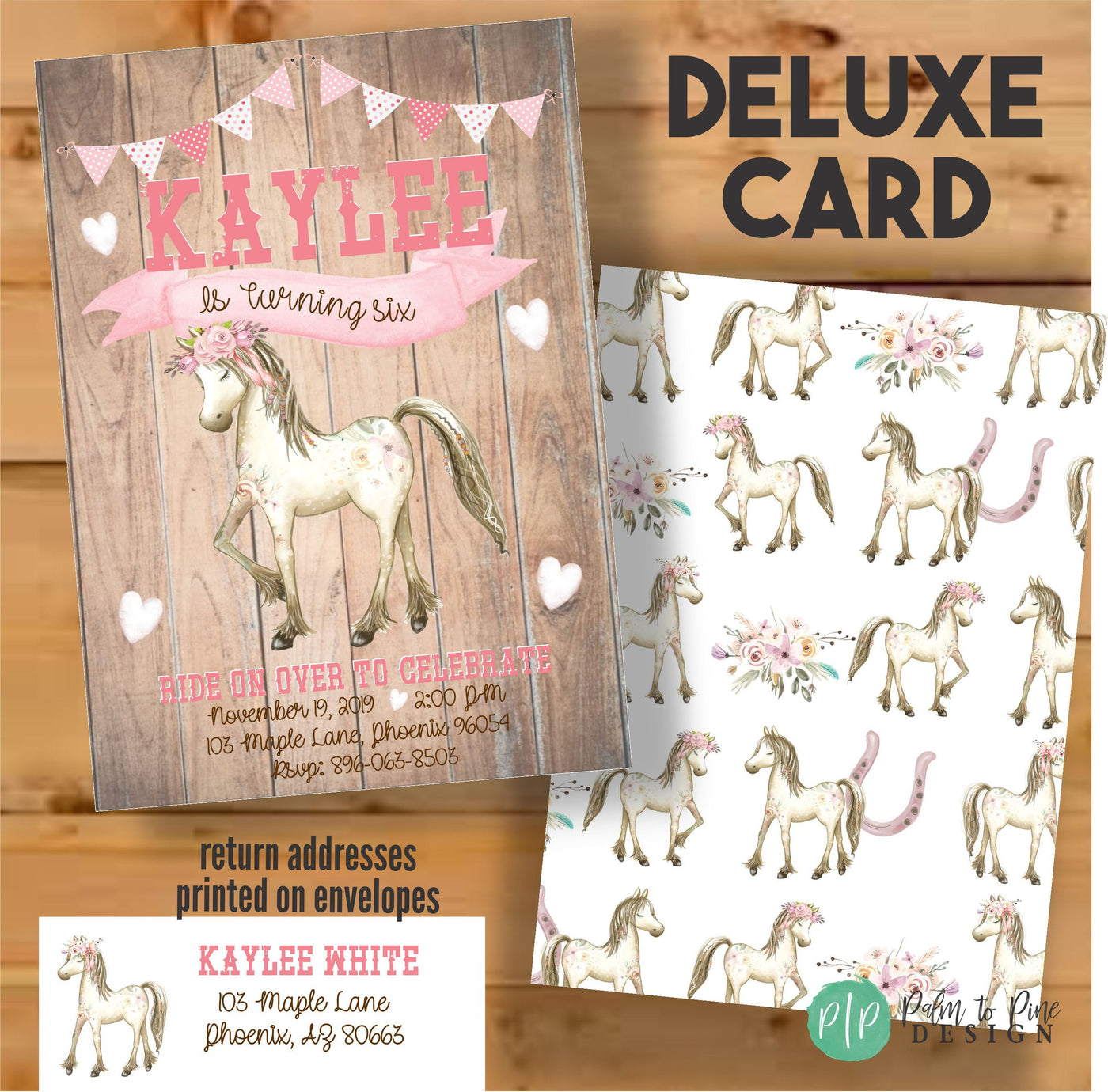 Cowgirl birthday invitation, Horse birthday invitation, Pony Birthday invitation, Horse Party, shabby chic horse birthday, Horse Invite Pink