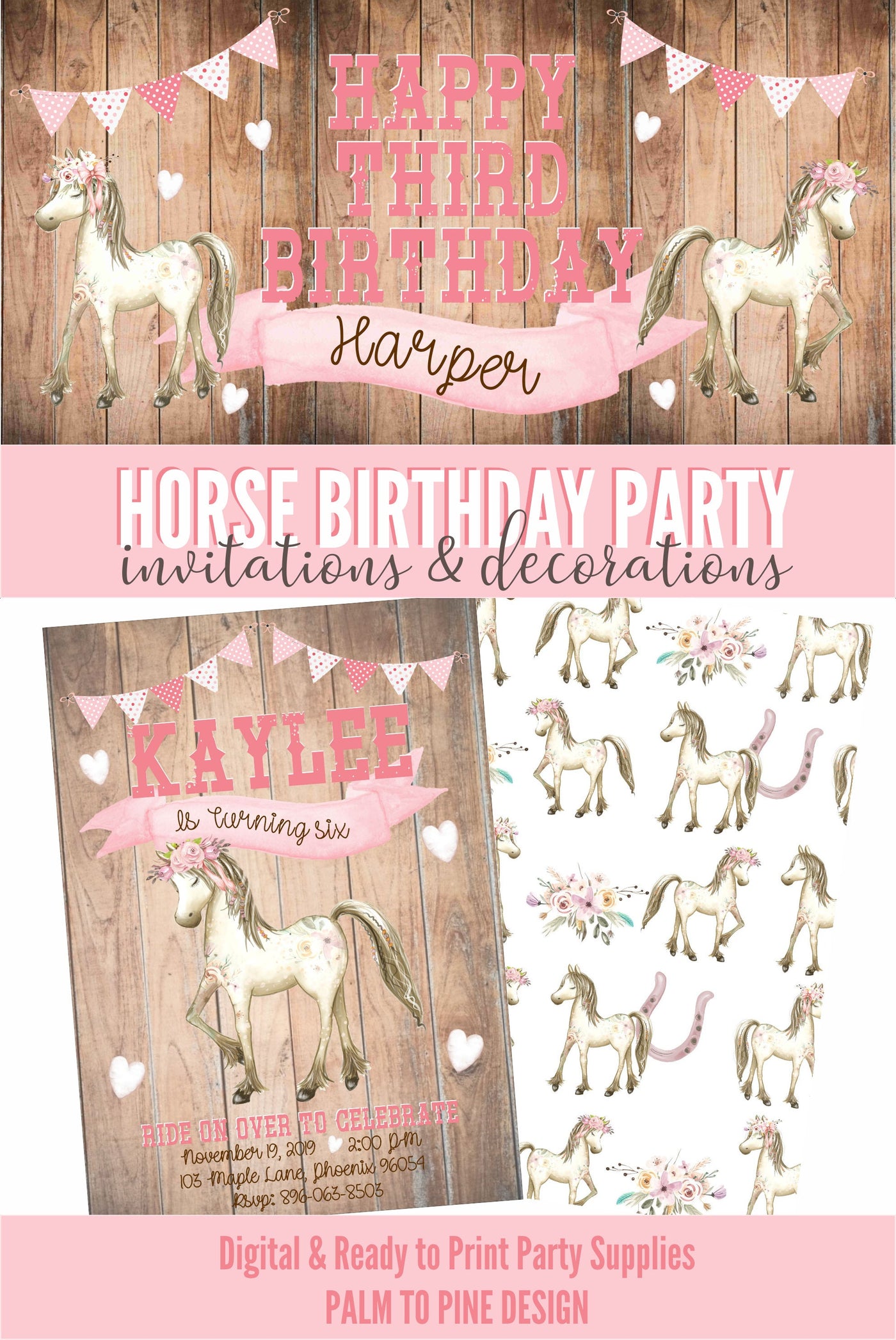 Cowgirl Birthday Banner, Horse Birthday Party, Horse Birthday Banner, horse birthday backdrop, cowgirl banner, horse party decoration, vinyl