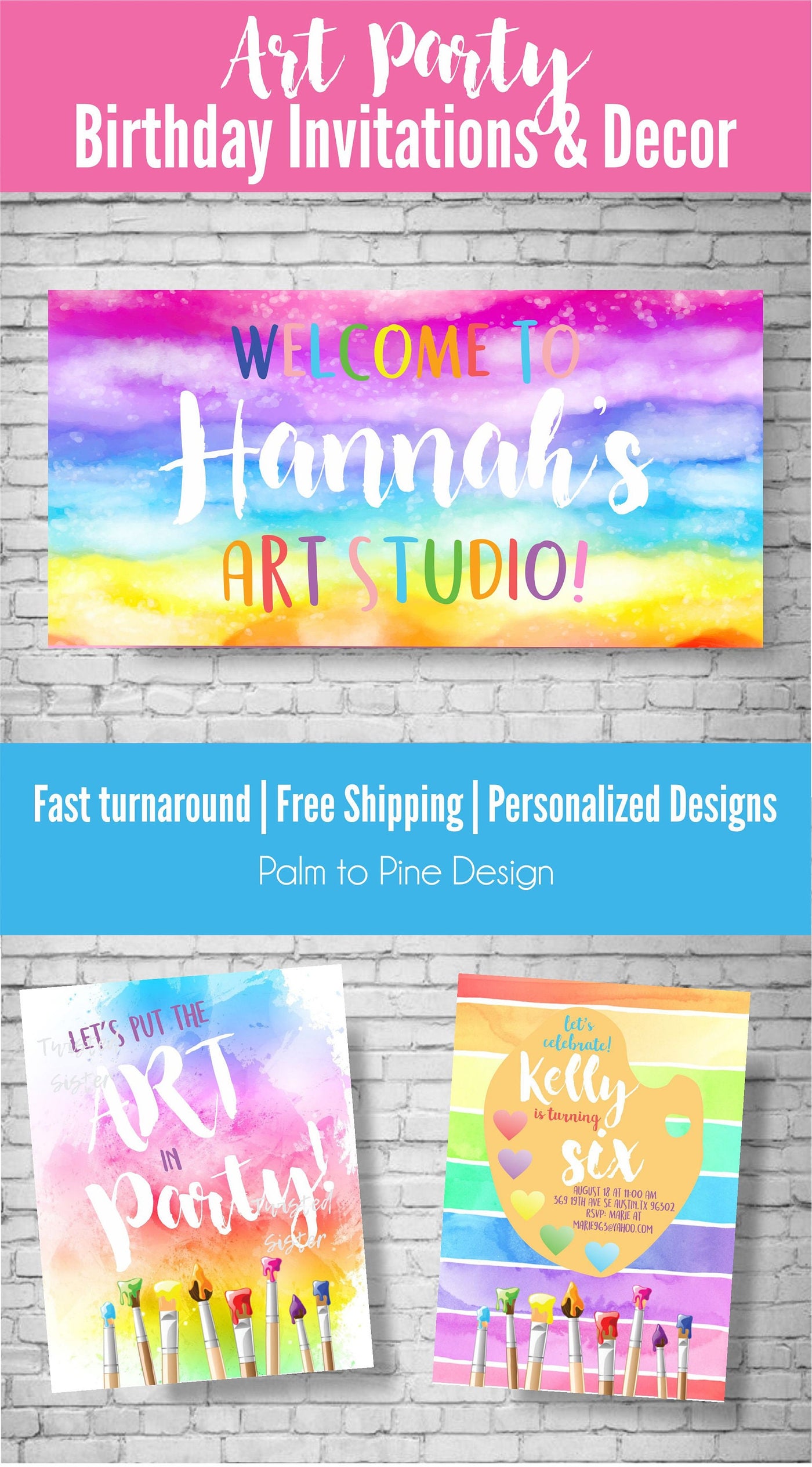 Paint Party Decor, Art Party Decorations, Paint Party Sign, Art Birthday Party, Art Party Decor, Watercolor Paint Party, Art Paint Party