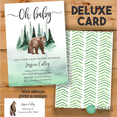 bear baby shower, bear baby shower invitation, bear baby shower invite, Woodland Invitation, Forest baby shower invitation, gender neutral