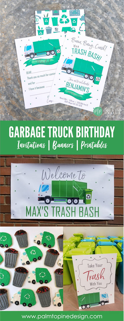 Garbage Truck Thank You Card, Garbage Truck Birthday, Fill in the blank thank you boy, Kids Birthday Thank you Card, Trash Bash Thank You