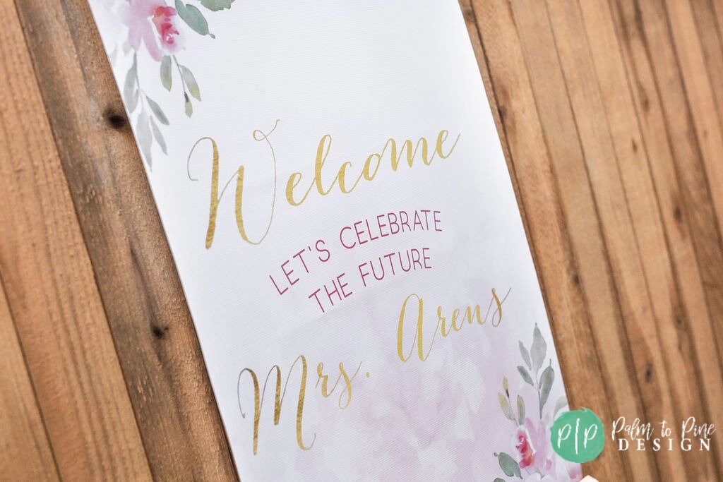 Floral Bridal shower Banner, Blush Pink Floral Bridal Shower Decor, Floral Baby Shower Photo Backdrop, Flower Bridal Shower Welcome Banner