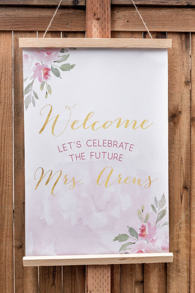 Floral Bridal shower Banner, Blush Pink Floral Bridal Shower Decor, Floral Baby Shower Photo Backdrop, Flower Bridal Shower Welcome Banner