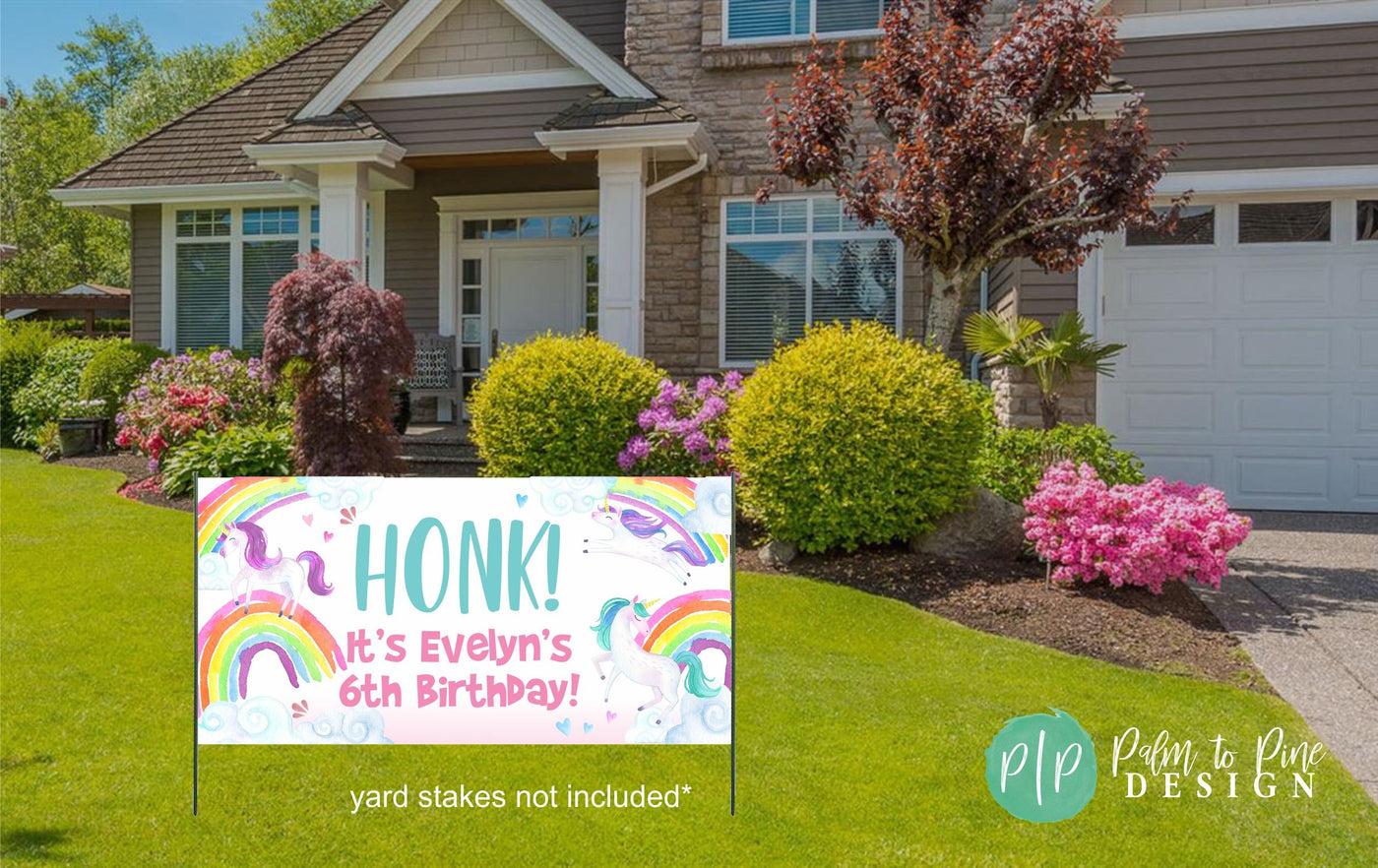 Honk Birthday Banner, Honk birthday sign, quarantine banner, yard banner, happy birthday banner for yard, birthday yard decorations, Unicorn