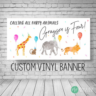 Party Animal Banner, Jungle Birthday Banner, Jungle Party Decor, Party Animal Birthday, Party Animal Printables, Birthday Banner, Zoo Banner