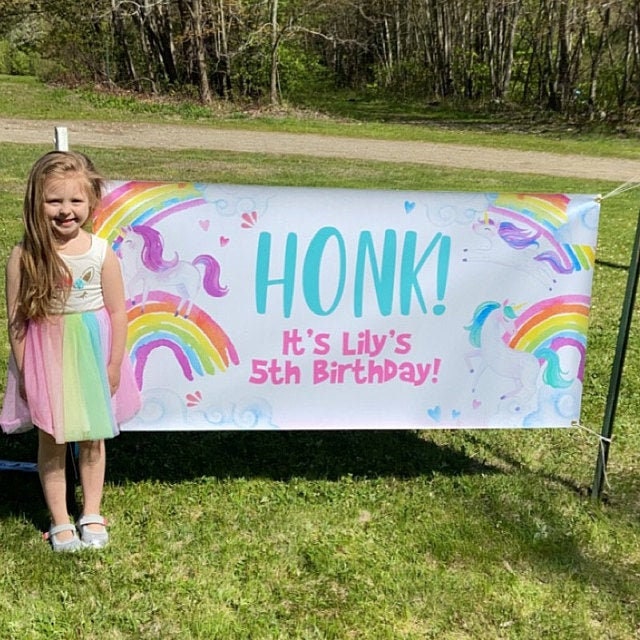 Honk Birthday Banner, Honk birthday sign, quarantine banner, yard banner, happy birthday banner for yard, birthday yard decorations, Unicorn