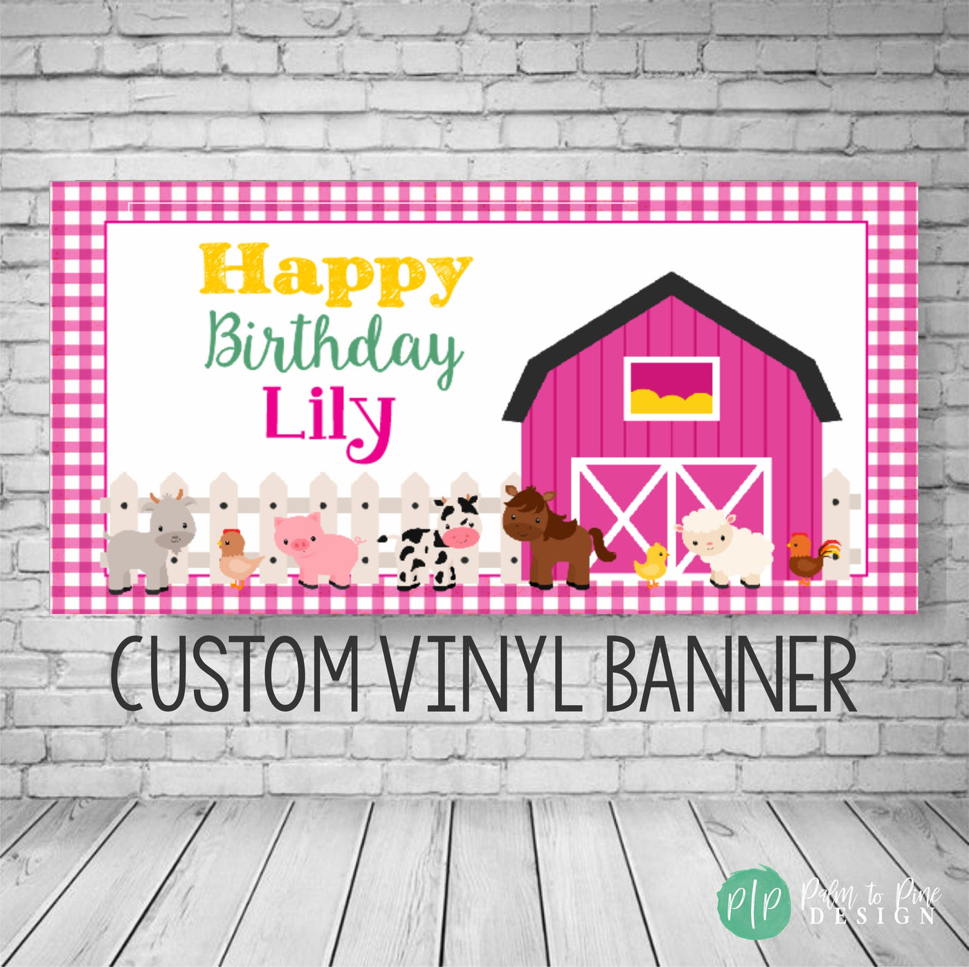 Farm Birthday Banner, Barnyard Party Decor, Farm Birthday Girl, Pink Farm Party Birthday, Farm Animal Banner, Barn Animal Party Vinyl Banner