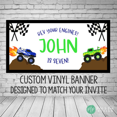 Monster Truck Birthday Banner, Monster Truck Party Decor, Monster Truck Birthday Party, Monster Truck Party Decorations, Personalized Banner