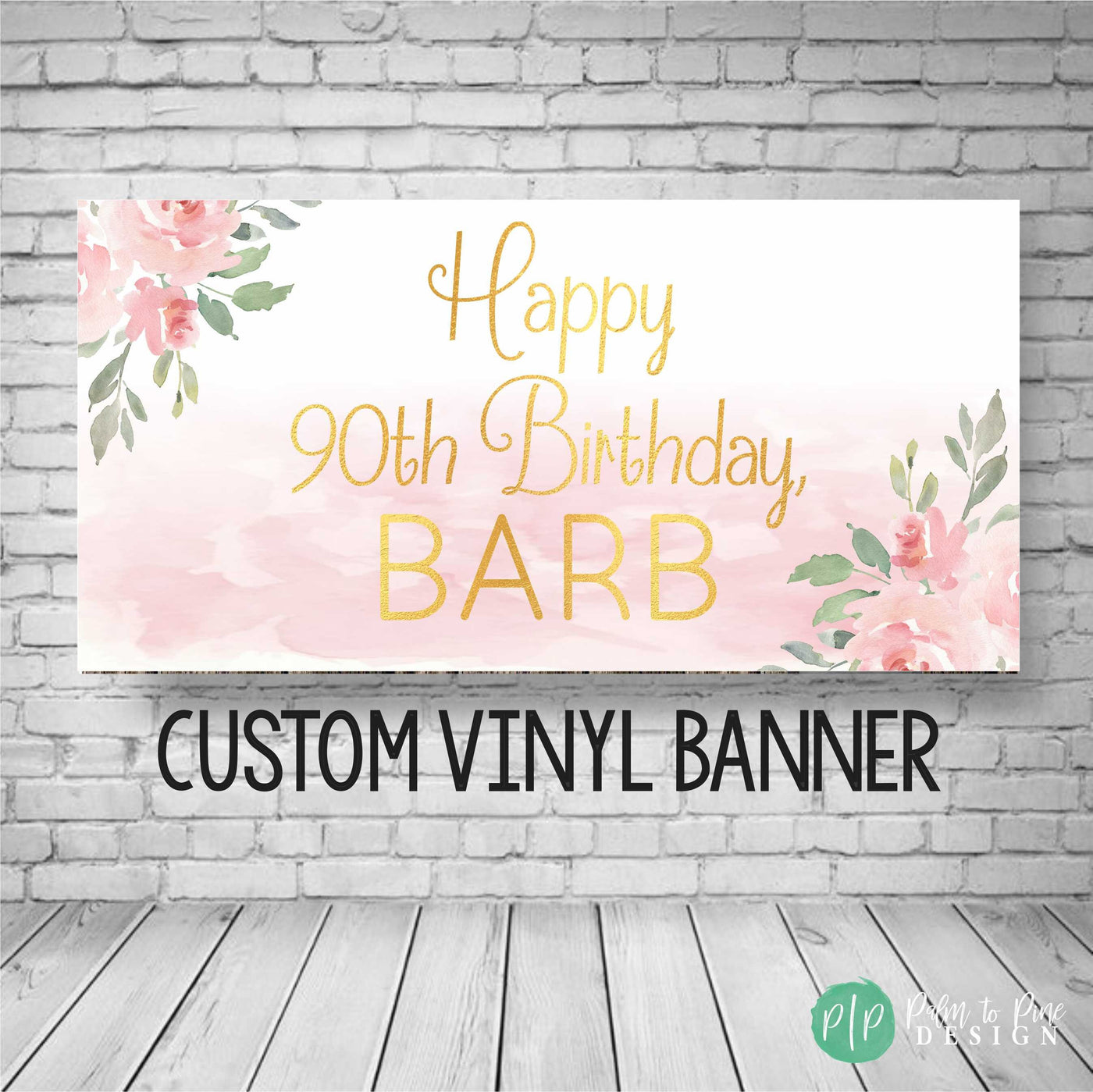 Floral Birthday Banner, Floral birthday sign, women birthday banner, pink and gold banner, 1st birthday girls banner, rose birthday backdrop