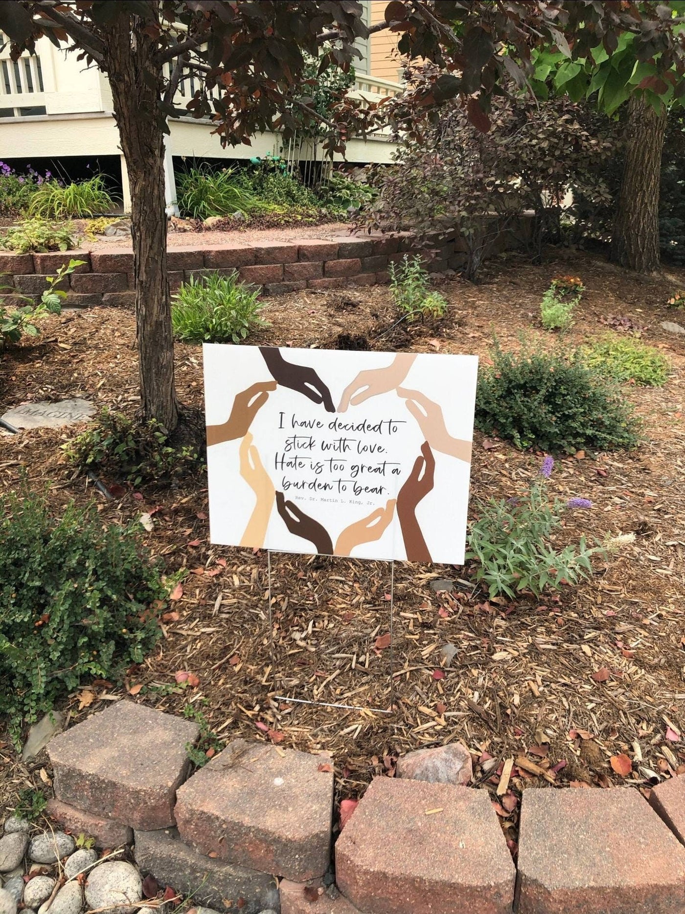 Black Lives Matter yard sign, black lifes matter sign for yard, BLM yard sign, Martin Luther King Jr. Quote, BLM sign, Stick with Love, MLK