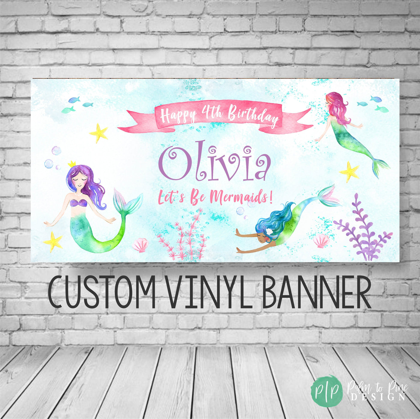 Mermaid Birthday Banner, Mermaid Birthday Party, Under the sea Birthday Backdrop, Mermaid banner, Under the sea Decoration, Mermaid Backdrop