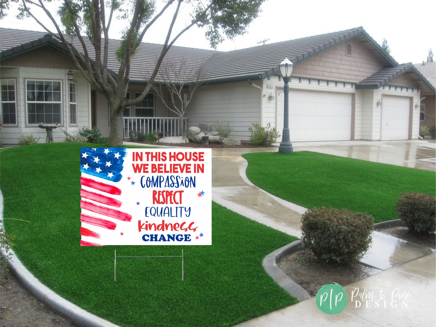 In this House yard sign, In this house we believe, patriotic yard sign, black lives matter sign for yard, anti-racism, Kindness matters Sign