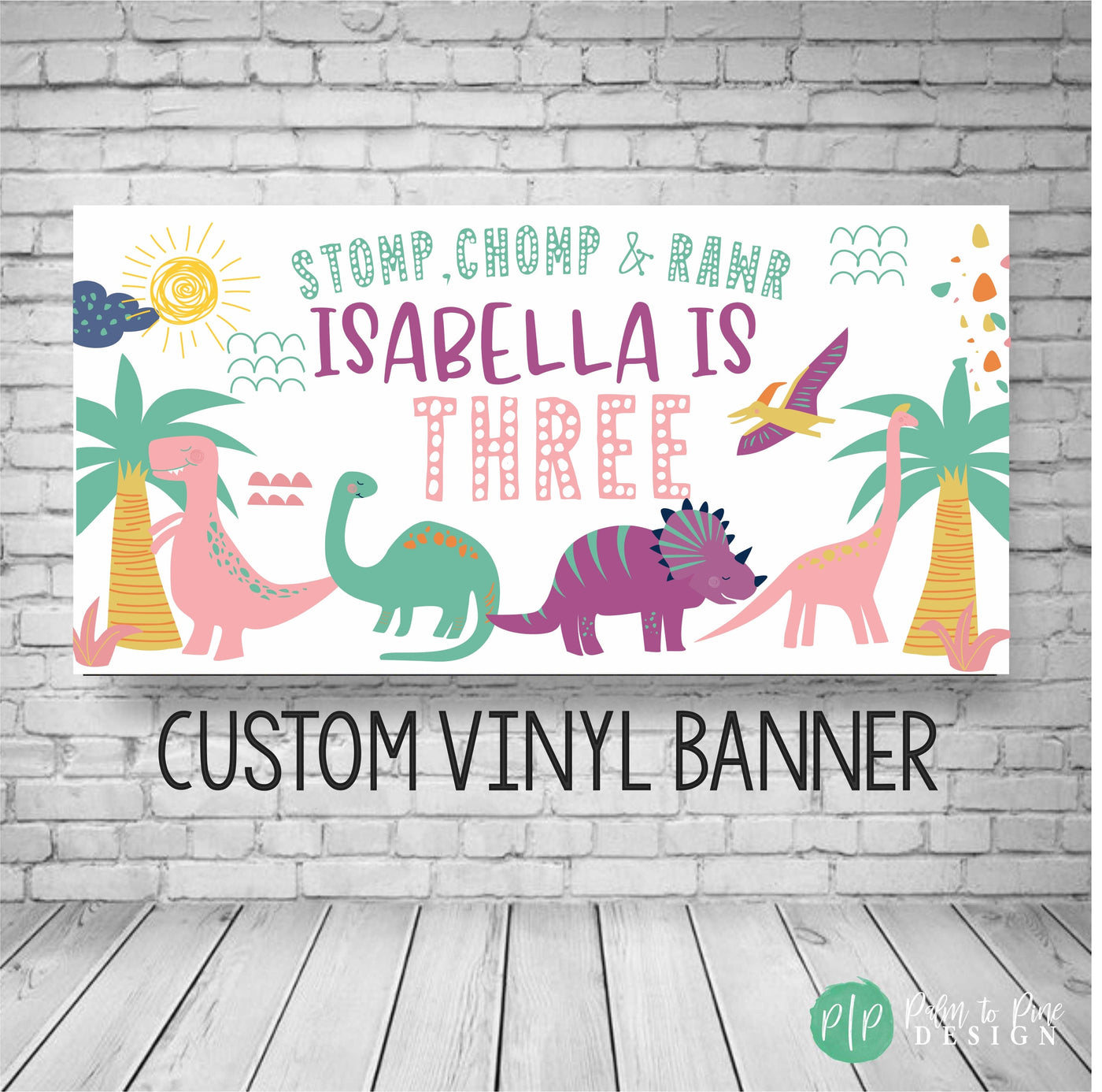 Dinosaur Birthday Banner Girl, Dinosaur Birthday Party, Dino Backdrop, Dinosaur Party Decoration, Three Rex Banner, Dino Banner, Dino party