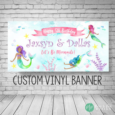 Mermaid Birthday Banner, Mermaid Birthday Party, Under the sea Birthday Backdrop, Mermaid banner, Under the sea Decoration, Mermaid Backdrop