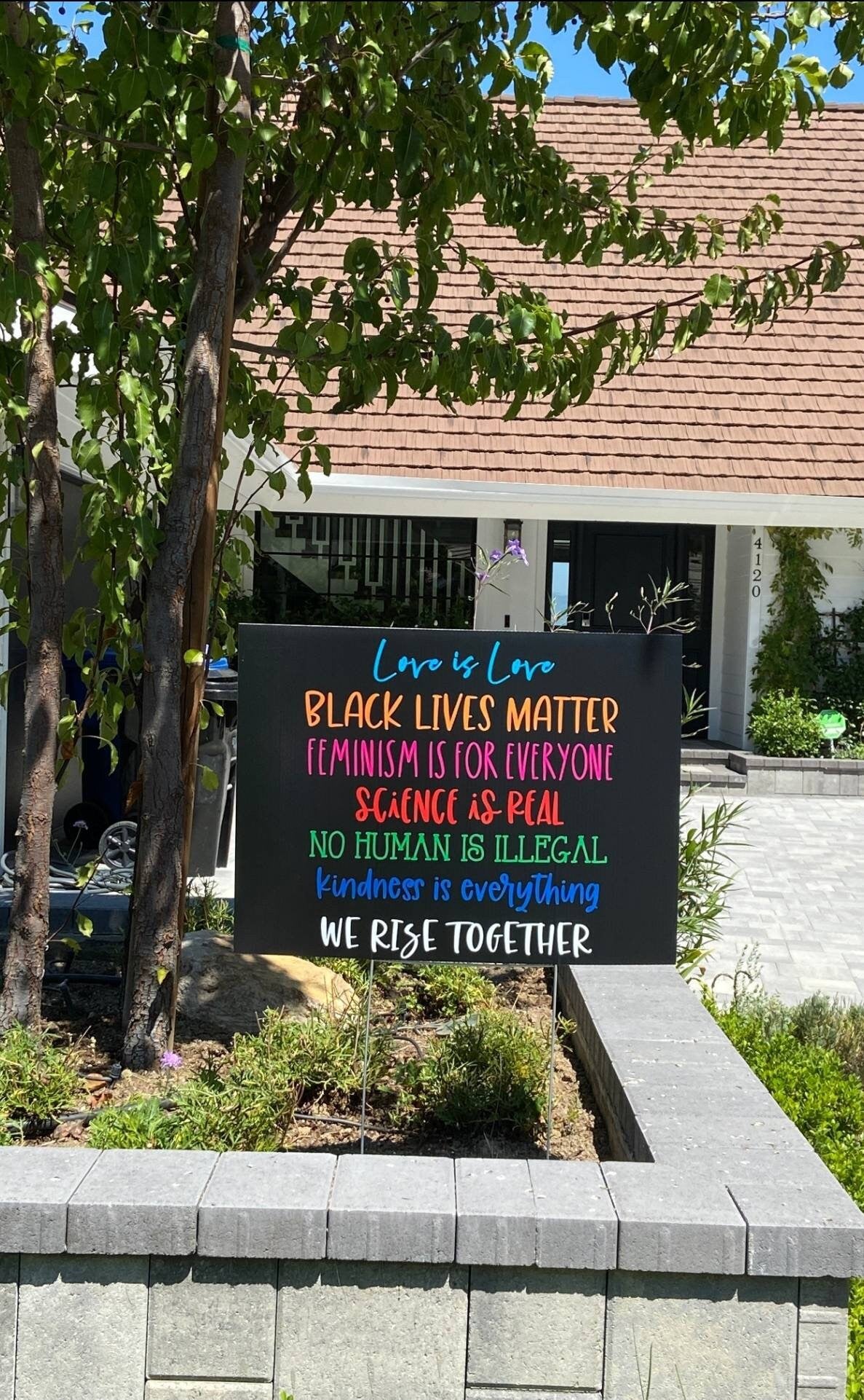 In this house, In this house we believe, We Rise Together, Black Lives Matter yard sign, Black Lives Matter Sign, Anti-Racism Sign