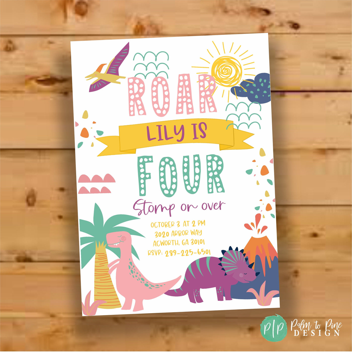 Dinosaur Birthday Invite Girl, Pink Dinosaur Birthday Invitation, Dinosaur Birthday Party, T-Rex Birthday Invite, Dinosaur Invite, Dino Girl