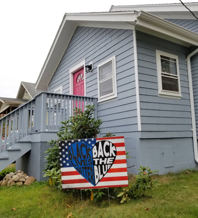 Support Police Yard Sign, Back the Blue, Black Lives Matter yard sign, BLM lawn sign, political yard sign, black and blue lives matter, BLM