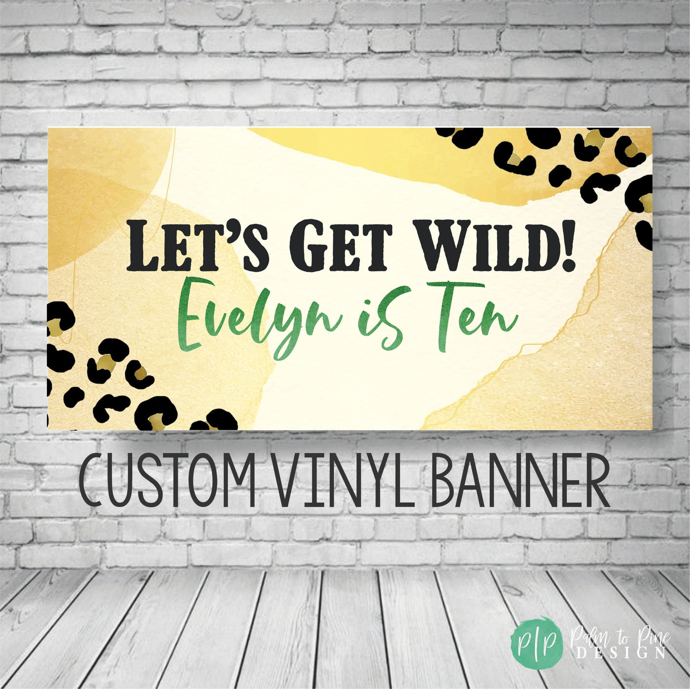 Cheetah print birthday banner, Leopard birthday banner, Animal Print Banner, Gold cheetah print, teen girl birthday banner, two wild banner