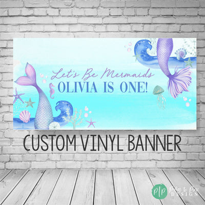 Mermaid Birthday Banner, Mermaid Birthday Party, Mermaid banner, Under the sea Decoration, Mermaid Backdrop, Watercolor mermaid birthday