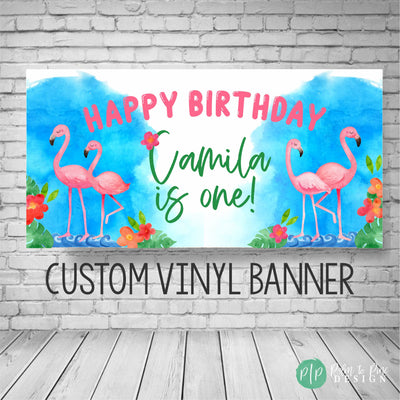 Flamingo banner, Flamingo Birthday Banner, Flamingo Birthday Party, Flamingo Birthday Backdrop, Flamingo Party Decoration, Tropical Flamingo