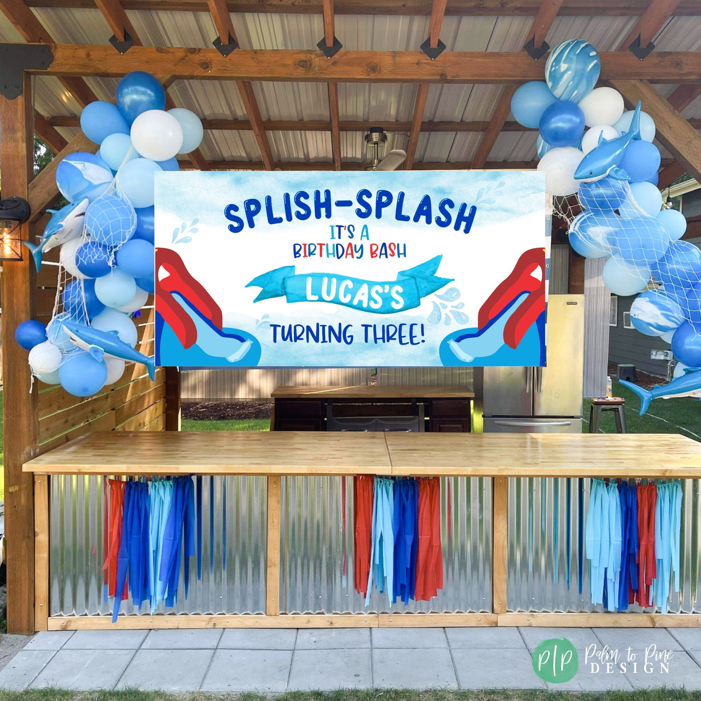 Splash Pad Birthday Banner, Splish Splash Birthday, Waterslide Birthday Party, Splash Party, Splash Party Decor, Pool Party Birthday Banner