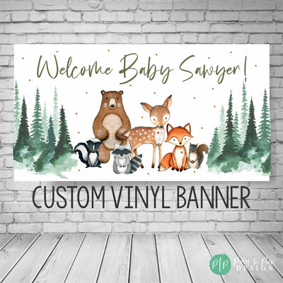 Woodland Birthday Banner, Woodland Birthday Decorations, Woodland Banner, Woodland Creatures Banner, Woodland Animal Banner, Boys birthday