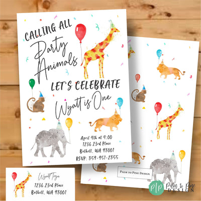 Jungle Birthday Invite, Jungle Birthday Invitation, First Birthday Invite, First Bday Invitation, Watercolor Jungle Birthday Invite, Modern