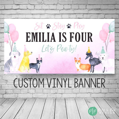 Puppy Birthday Banner, Dog Birthday Party, Puppy Dog Backdrop, Puppy Party Decoration, Puppy Photo Backdrop, Personalized birthday banner