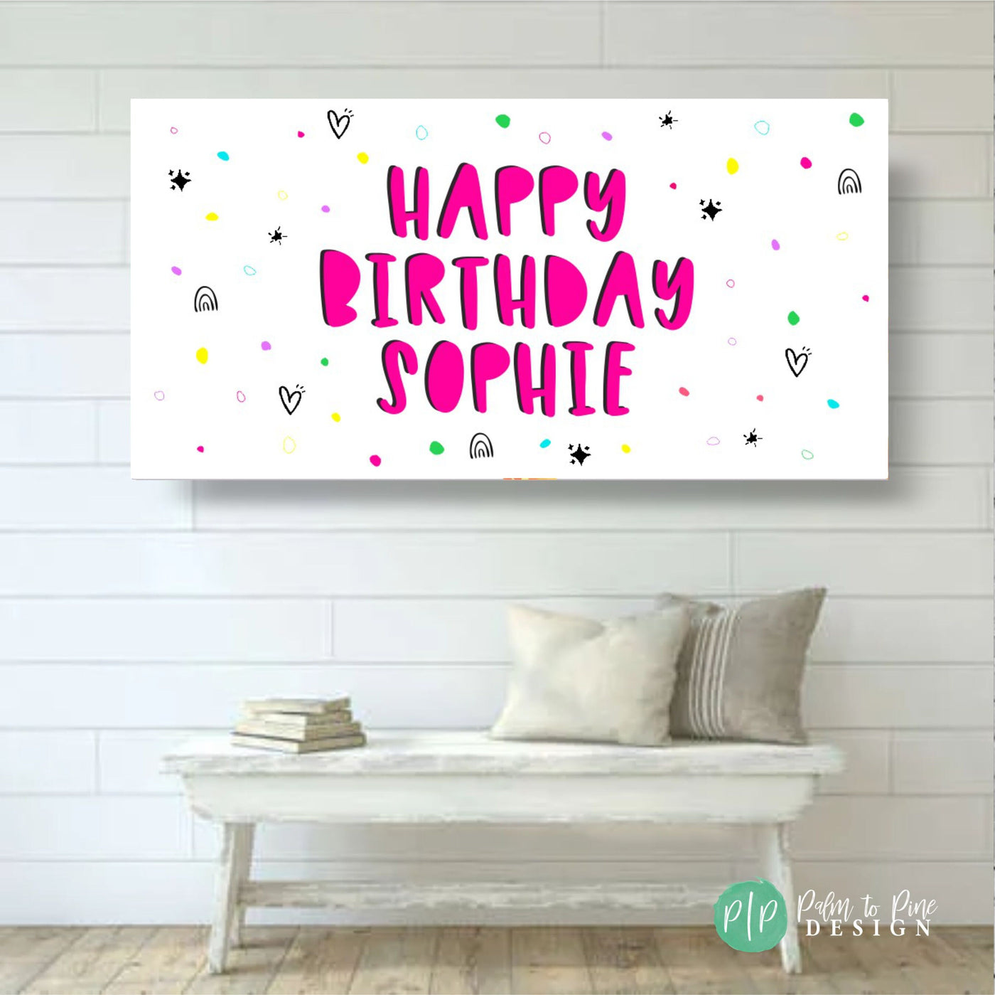 Happy birthday banner personalized, Birthday Banner for girl, Tween birthday banner, pink banner, birthday yard decoration, 90's dot decor