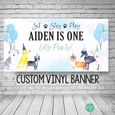 Puppy Birthday Banner, Dog Birthday Party, Puppy Dog Backdrop, Puppy Party Decoration, Puppy Photo Backdrop, Personalized birthday banner