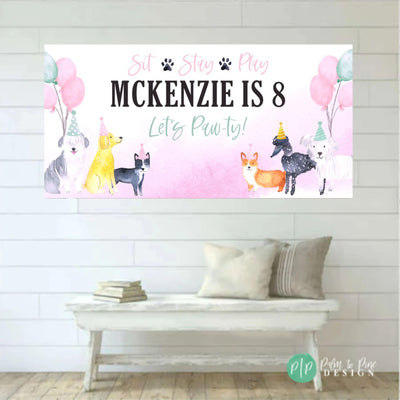 Puppy Birthday Banner, Dog Birthday Party, Puppy Dog Backdrop, Puppy Party Decoration, Puppy Photo Backdrop, Personalized birthday banner