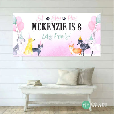 Puppy Birthday Banner, Dog Birthday Party, Puppy Dog Backdrop, Puppy Party Decoration, Puppy Photo Backdrop, First Birthday Puppy Party Boy