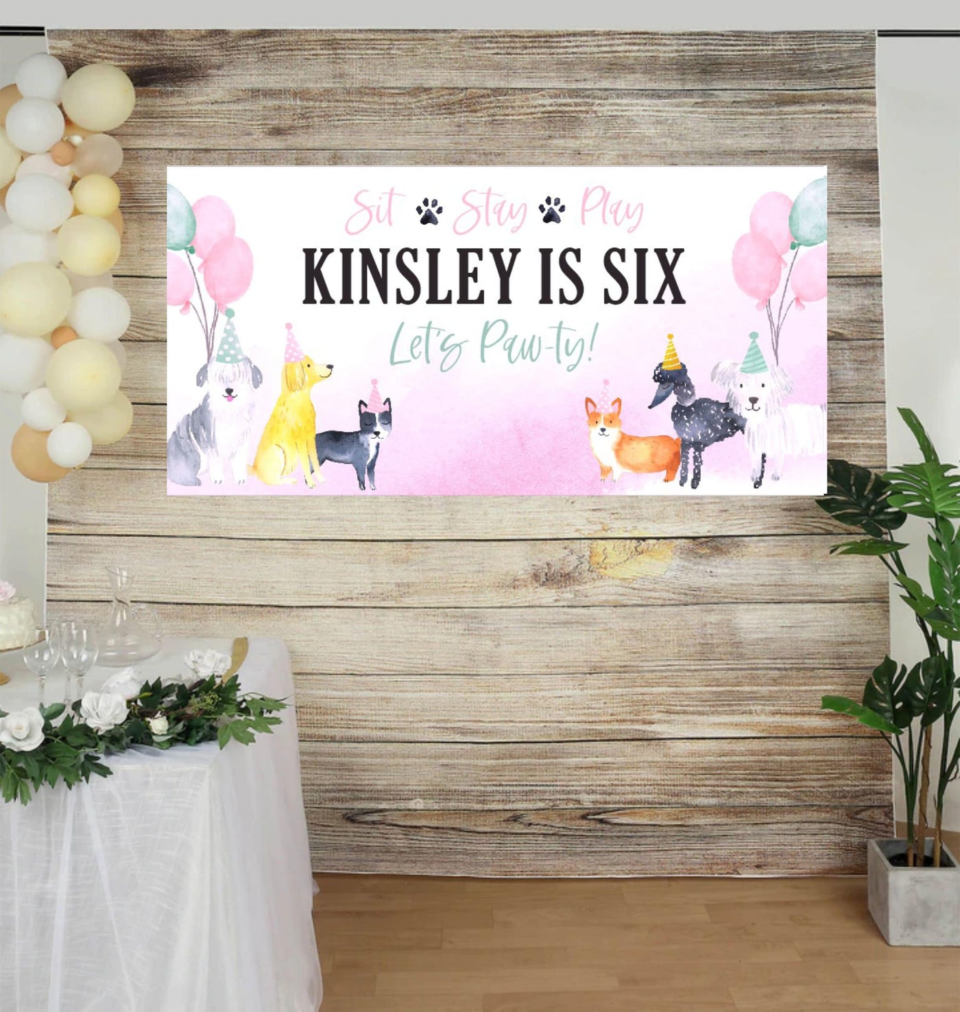 Puppy Birthday Banner, Dog Birthday Party, Puppy Dog Backdrop, Puppy Party Decoration, Puppy Photo Backdrop, Personalized birthday banner