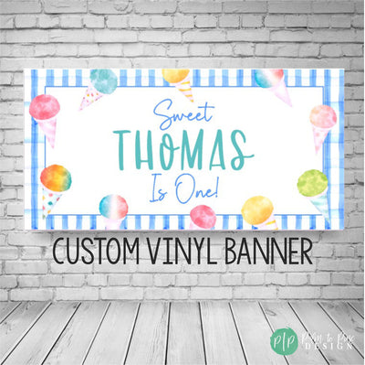 Snow Cone Birthday Banner, Ice Cream Party, Personalized Birthday Banner, Snow Cone birthday party decorations, Snowcone Birthday Banner Boy