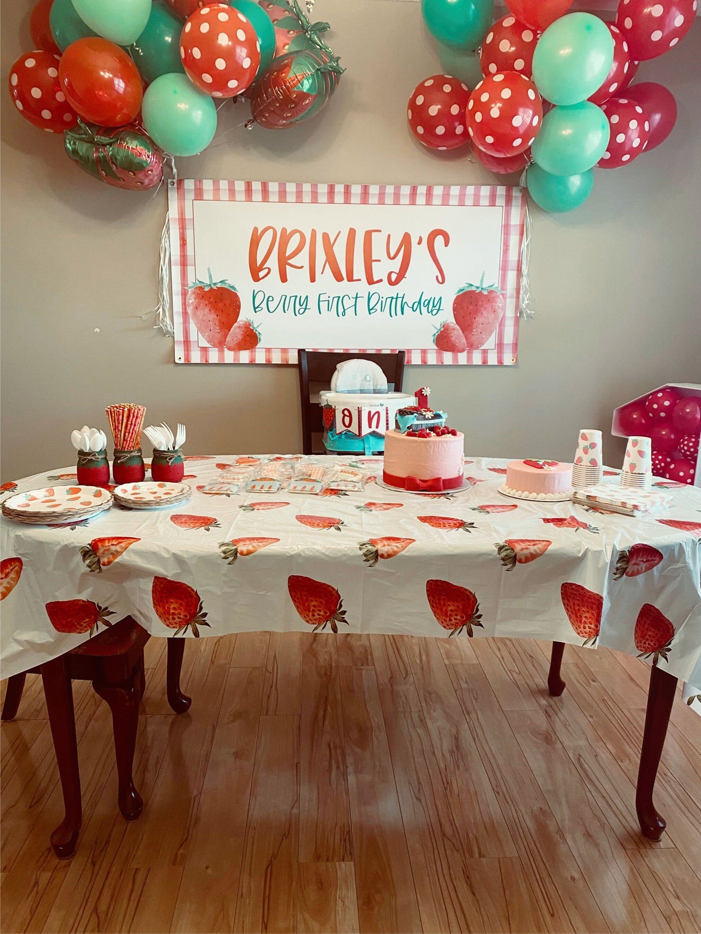 Strawberry Birthday Banner, berry first birthday, strawberry backdrop, strawberry birthday banner, strawberry shortcake backdrop, strawberry