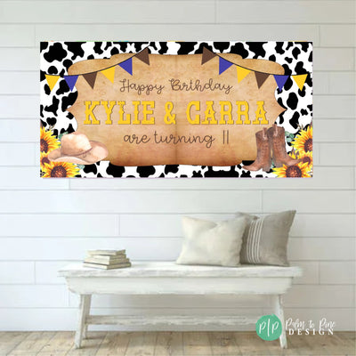 Cowboy Birthday Banner, Cowboy Party Decor, Cowgirl Birthday, Western Birthday Banner, Birthday Banner, My First Rodeo, My Second Rodeo, Cow