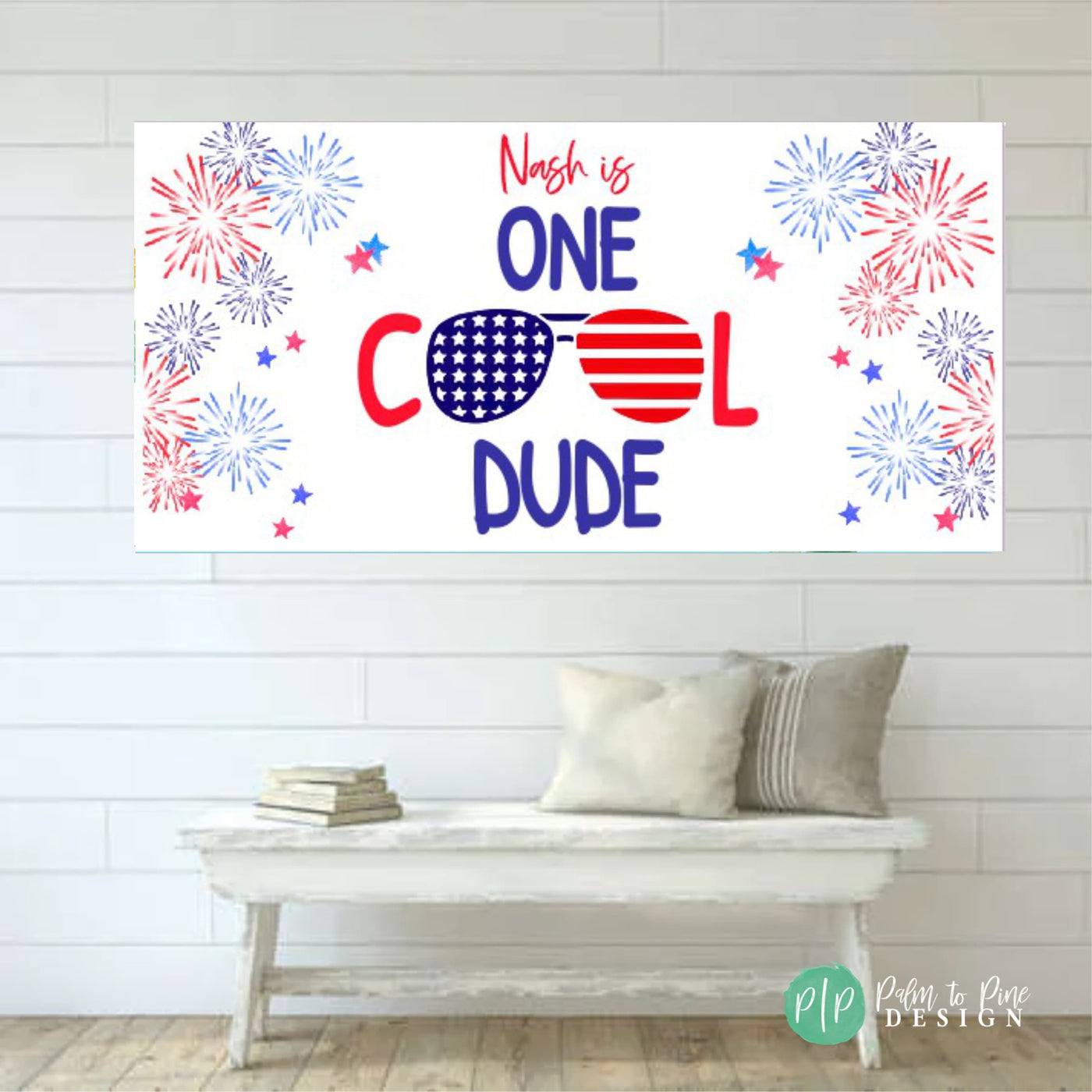 Fourth of July One Cool Dude Banner, Red White and Blue Two Cool Banner, two cool birthday decor, one cool dude birthday banner, 1st & 2nd