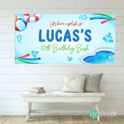 Summer Pool Birthday Banner, Splish Splash Birthday, Pool Party, Pool Banner, Splash Party, Splash Party Decor, Pool Party Birthday Banner