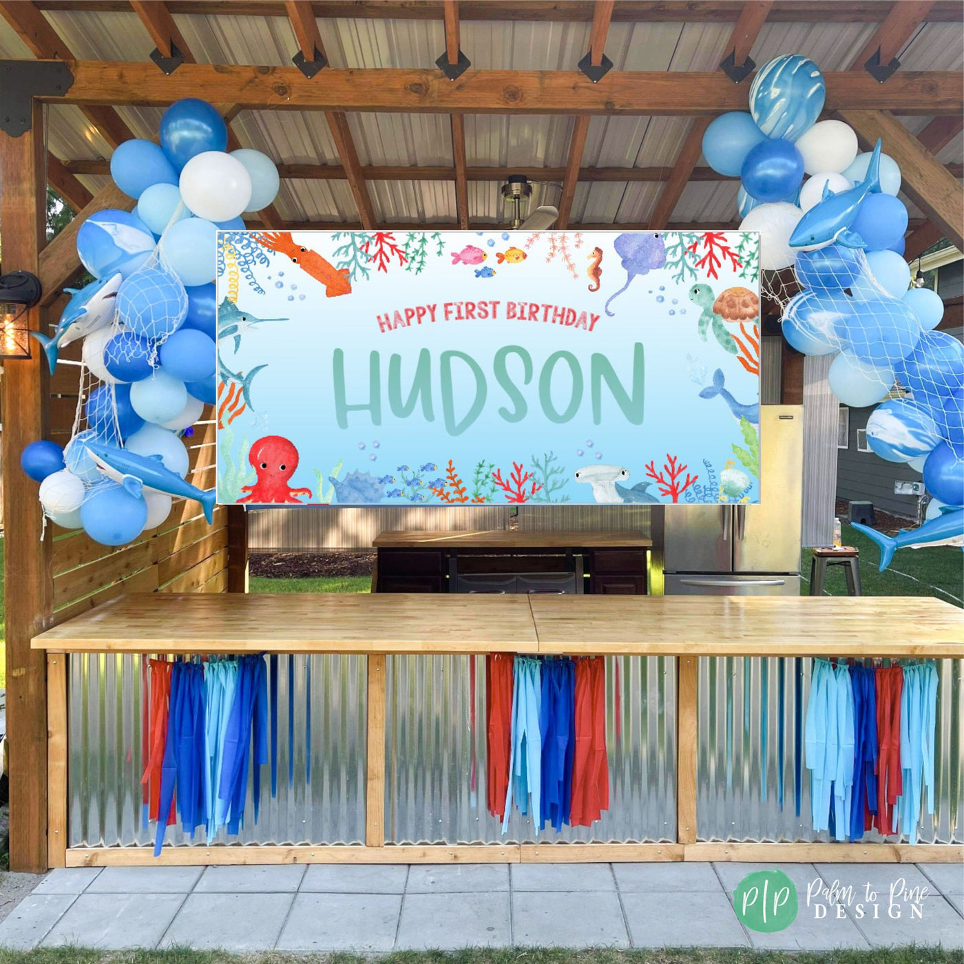 Under the Sea Birthday Banner, Under the sea party decorations, Under the sea backdrop, Under the sea banner, Ocean birthday banner, Sealife