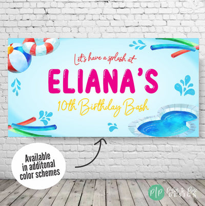 Summer Pool Birthday Banner, Splish Splash Birthday, Pool Party, Pool Banner, Splash Party, Splash Party Decor, Pool Party Birthday Banner